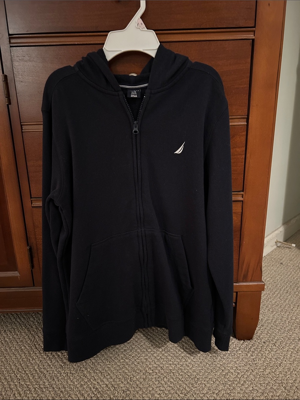 Nautica Boys Navy Full-Zip Hooded Sweater with Sail Logo Size L (14-16)